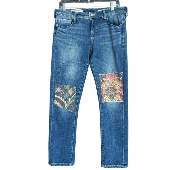 Anthropologie Pilcro Slim Boyfriend Boho Patch Jeans Size 28 (6) Mid Rise - Picture 5 of 16